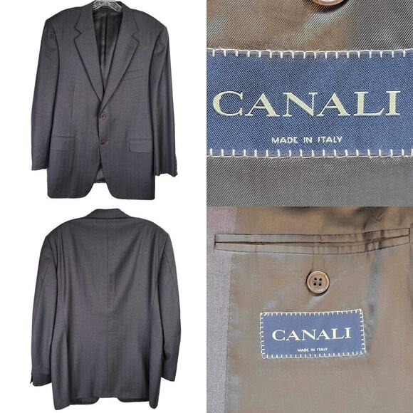 CANALI Blazer Wool Gray Stripe Two Button Mens US 42 R